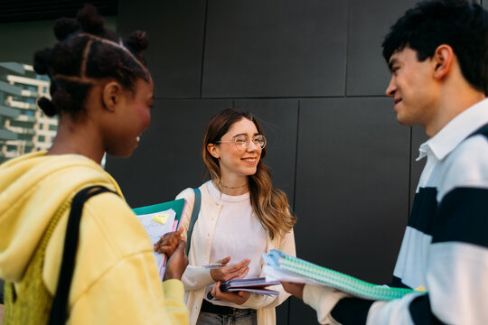 Students talking outside