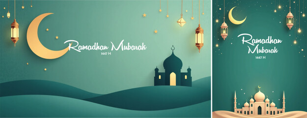 elegant islamic ramadan celebration background, Ramadhan kareem background for banner & social media template  © Ftch.