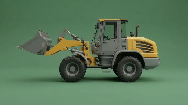 Yellow Front End Wheel Loader Heavy Construction Equipment 3D Render