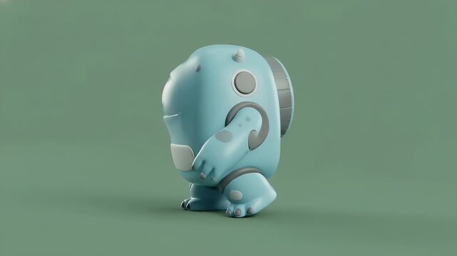 Cute One-Eyed Blue Monster Character Smiling Adorably for Kids Content and Creative Projects