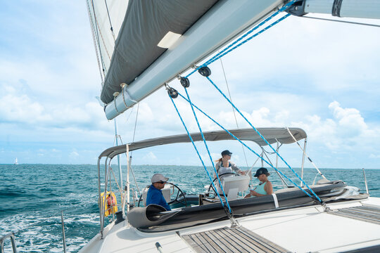 Friends Sailing on Luxury Caribbean Vacation Charter