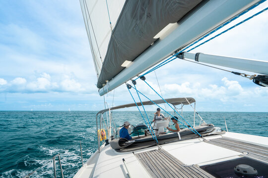 Friends Sailing on Luxury Caribbean Vacation