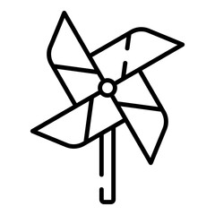 Pinwheel, windmill toy black line icon