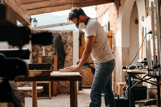 Craftsman working at his workshop