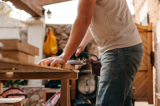 Industry professional working with wood