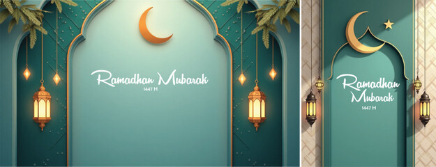 elegant islamic ramadan celebration background, Ramadhan kareem background for banner & social media template 