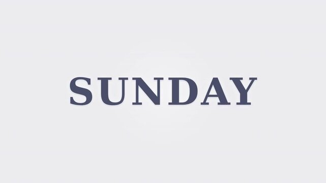 Minimal poster with the word SUNDAY in bold serif on a pale gray canvas, soft circular glow. 