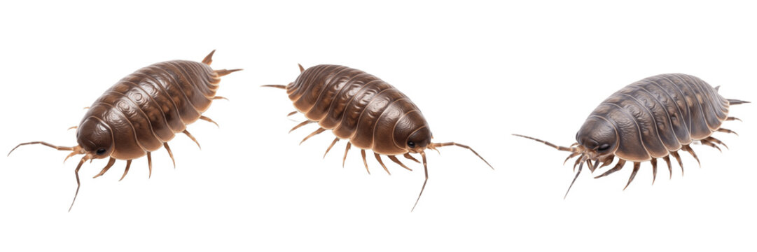 Giant isopod isolated on white background, Bathynomus giganteus, deep sea isopod, marine crustacean, ocean wildlife, aquatic arthropod, isopod closeup, ocean ecosystem, deep sea animal, crustacean mac