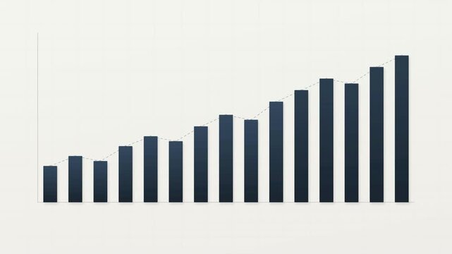 A rising bar chart showcasing progressive data trends on a light background