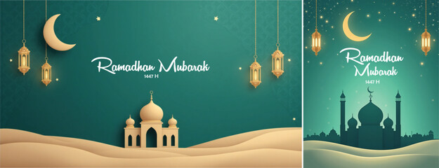 elegant islamic ramadan celebration background, Ramadhan kareem background for banner & social media template  © Ftch.
