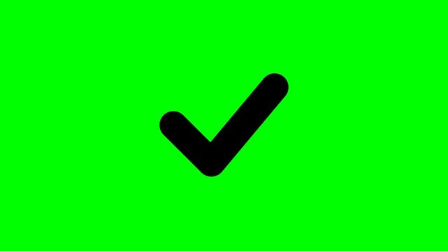 A bold green background features a prominent black checkmark symbol, conveying a sense of approval