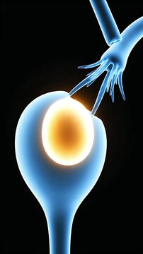 Detailed 3D animation of the human ovary releasing an ovum a crucial step in reproduction and fertility science