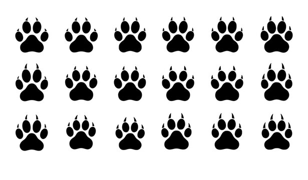 Dog cat and bear paw print icons set vector EPS 10