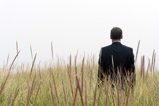 Businessman in a field