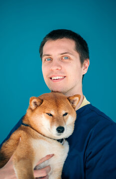 Veterinarian with dog portrait 