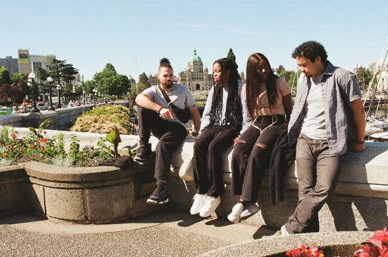 Friends Enjoying a Day Out in Downtown Victoria, B.C. 