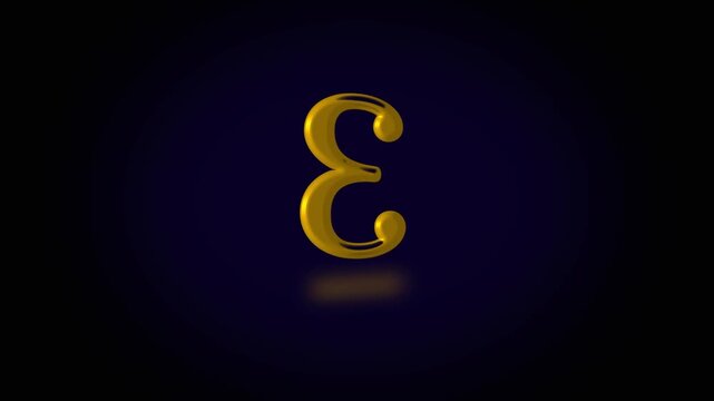 Golden 3D Number Three with Subtle Glow and Shadow on Dark Blue animated Background number 3