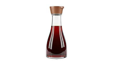 Glass bottle with dark liquid and brown cap