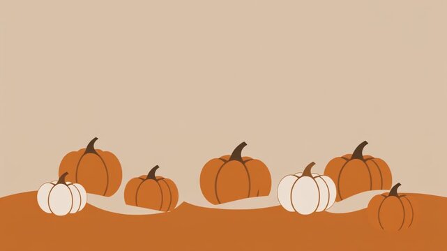 Autumn Harvest Pumpkins Seamless Pattern Fall Season Illustration