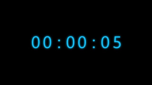 54 Second timer clock animation. Counting clock timer.  Counter, seconds, timer number.