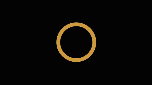 Elegant golden ring outline creating a smooth circular form with a refined minimalist style . Simple Gold Ring Outline Centered on Black Background circle golden.