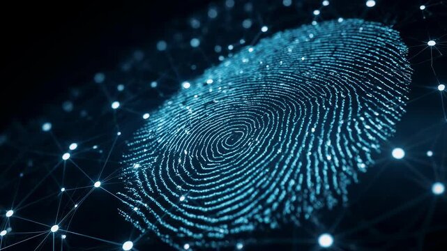 Digital fingerprint with futuristic technology network connections