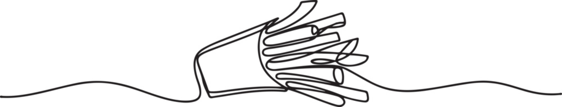 French fries in continuous line art drawing style.one line vector illustration with white background