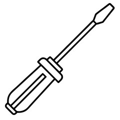 Fototapeta premium Screwdriver Line Art Outline – Pure Vector Hand Tool Icon on White Background, No Shadow