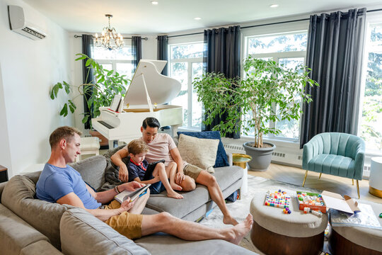 Small Family On Couch