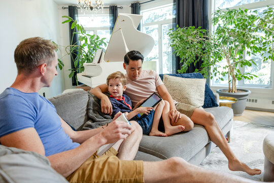 Small Family On Couch