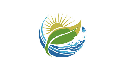 Fototapeta premium Eco Friendly Green Leaf Water Logo Design.