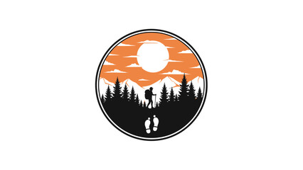 Obraz premium Silhouette of People Walking in Forest.