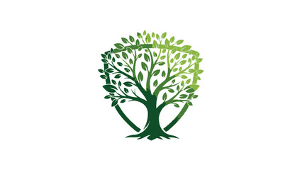 Obraz premium Green Tree Logo Illustration Design Element.
