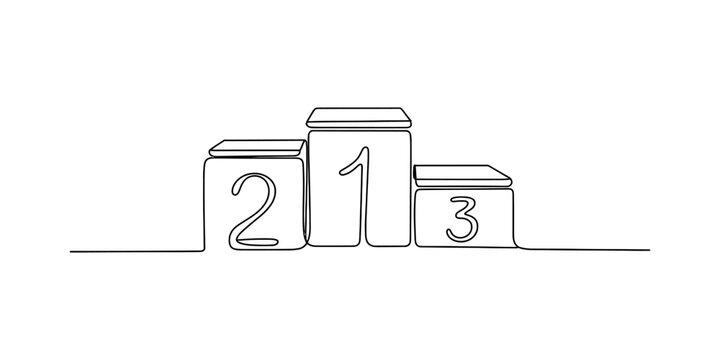 Minimalist single line art illustration of a sports competition podium for winners. Vector, illustration