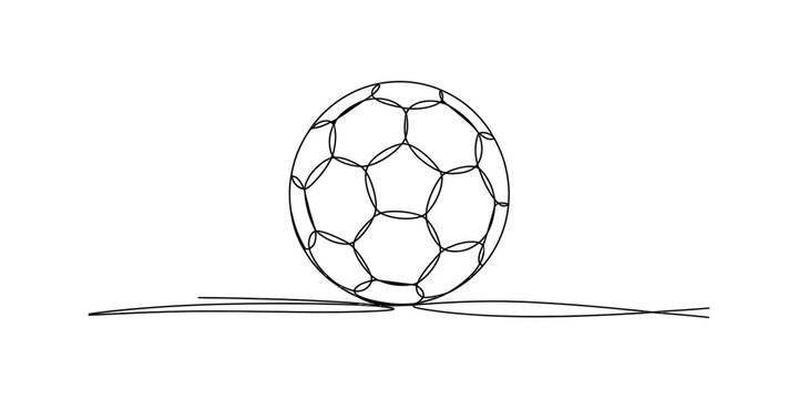 Hand drawn sketch of a classic soccer ball resting on a flat surface with minimalist line art Vector, illustration