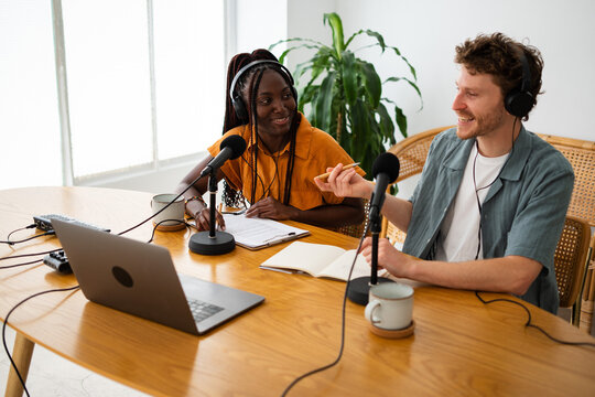 Colleagues Recording Podcast Together
