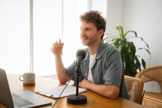 Podcaster During Podcast Broadcasting