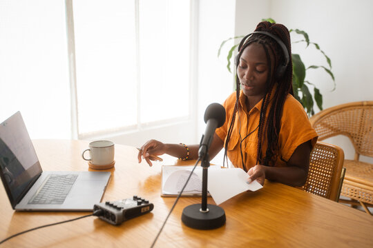 Podcaster During Podcast Broadcasting