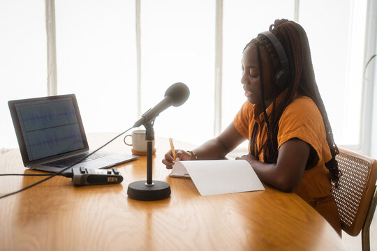 Podcaster During Podcast Broadcasting