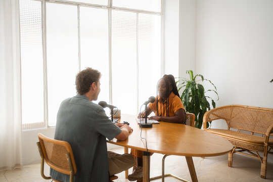 Colleagues Recording Podcast Together