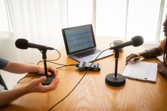 Colleagues Recording Podcast Together