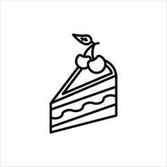 Cake icon. Slice of cake icons vector design symbol for web design. Vector illustration Isolated on white background.