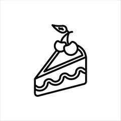 Cake icon. Slice of cake icons vector design symbol for web design. Vector illustration Isolated on white background.