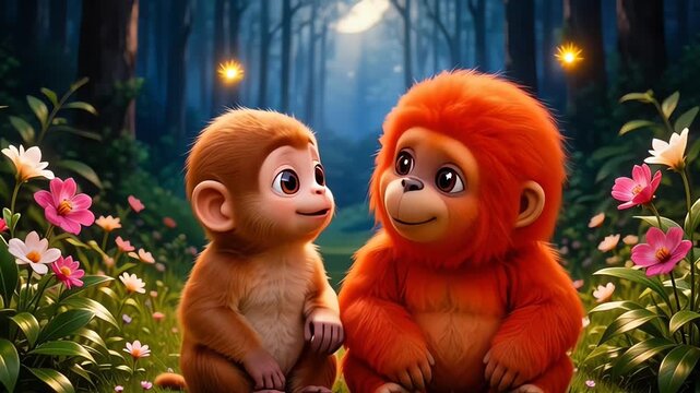 Adorable Baby Monkey Orangutan Forest Friends