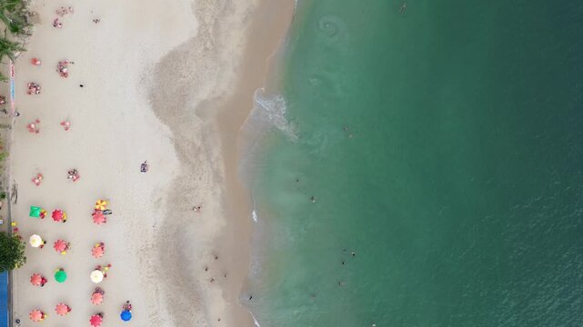 Aerial view of a sandy beach and ocean with waves in Brazil. 3