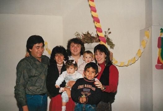 Family Photo on Birthday Celebration. Latin family celebrating 