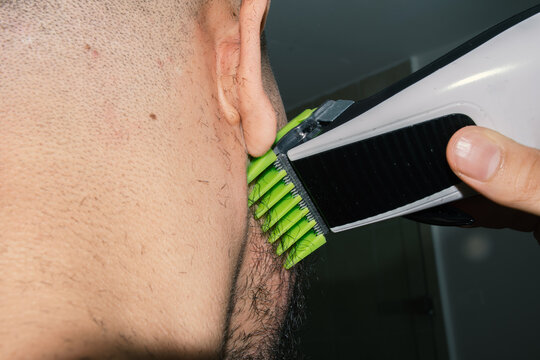 Closeup of beard trimming