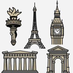 Obraz premium Iconic Landmarks Around the World