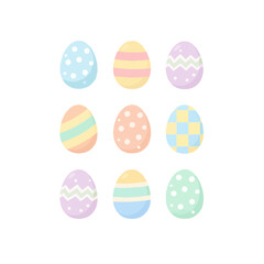 Minimal Geometric Easter Eggs Set Icon &ndash; Pastel Flat Vector Pattern