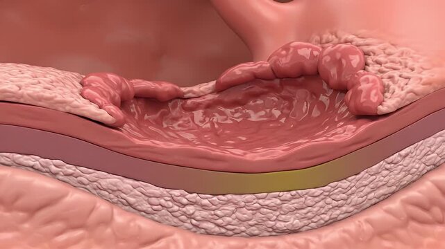 Detailed Medical Animation Illustrating Abscess Formation and Progression Through Skin Layers Showing Inflammation and Pus Accumulation With